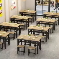 餐桌椅组合小吃早餐店饭店家用经济型餐饮面馆餐厅长方形快餐桌子