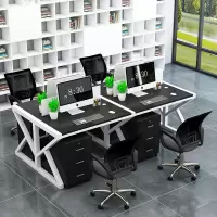 职员四人位办公桌简约现代公司办工作桌双人电脑办工桌椅组合