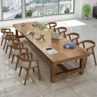 实木办公桌椅组合大长板老板会议桌写字台洽谈长桌书桌简约电脑桌