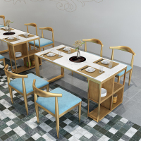 商用大理石火锅桌电磁炉一体小火锅海底捞饭店餐厅无烟餐桌椅组合