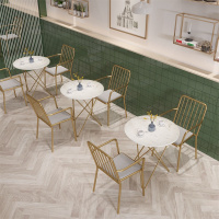 大理石餐桌椅庭院花园阳台三套件室外奶茶店咖啡厅休闲桌椅组合