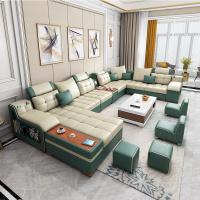 新款布艺沙发 多功能大户型现代客厅家具科技布乳胶布沙发u型组合