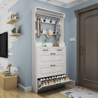 超薄鞋柜家用门口白色带衣架翻斗鞋柜带抽屉大容量省空间收纳鞋架