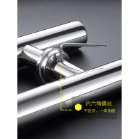 直销可调节孔距玻璃门拉手大不锈钢木门把手马蹄脚电镀玫瑰金|特厚圆中砂银色(内六角脚座) 总长1800MM孔距1500MM