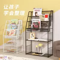 儿童幼儿绘本铁艺杂志收纳书架简易宝宝书报置物架家用报刊落地