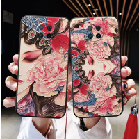 浮雕适用红米k30手机壳k40全包小米11花旦k30s脸谱pro国风潮