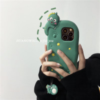 立体可爱绿色恐龙适用11promaxx手机壳7p女11pro情侣xr硅胶创意8plus网红xs/max防摔iphone1