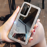 适用于p40手机壳个性创意p40pro全包防摔网红定制p40pro+玻璃镜面高档镶钻女款限量版套