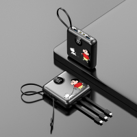 充电宝1000000超大量卡通可爱7/8手机通用小巧迷你自带线|小新遛狗[旗舰版]黑色提速200%