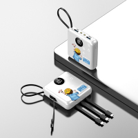 充电宝1000000超大量卡通可爱7/8手机通用小巧迷你自带线|努力奋斗[旗舰版]白色提速200%