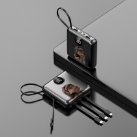 充电宝1000000超大量卡通可爱7/8手机通用小巧迷你自带线|托腮女孩[旗舰版]黑色提速200%