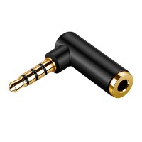 手游吃鸡3.5mm公对母音频转接头弯头l型90度耳机线控延长aux转换头4节四极立体声插头镀金手机连接音|黑色 其他长度