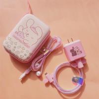 reno5/5pro/4se数据线保护线ace 2充电器套 reno4耳机缠绕线|布丁狗套装+收纳包翅膀镭射粉