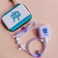 reno5/5pro/4se数据线保护线ace 2充电器套 reno4耳机缠绕线|發套装+收纳包翅膀镭射银