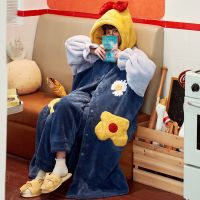 睡衣女秋冬季加厚珊瑚绒长款睡袍女秋冬法兰绒浴袍甜美可爱家居服