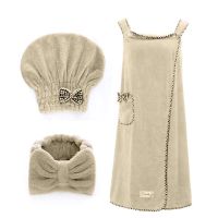 女性感浴裙抹胸柔软浴裙比纯棉吸水超强吸水可穿大浴巾