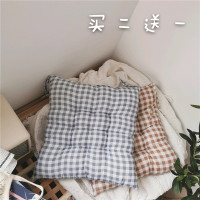 少女时光机 ins日系少女粉色格子可爱柔软坐垫靠垫抱枕家居寝室垫