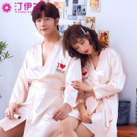 情侣睡袍夏浴袍薄款长款和服丝绸春秋两件套晨袍浴衣大码冰丝睡衣