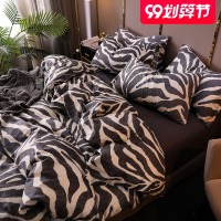 网红全棉四件套纯棉床上床品豹纹床单北欧简约被套1.8床笠三4件套