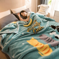 毛绒毯子冬季用加厚法兰绒拉舍尔毛毯加绒床单人保暖双层被子