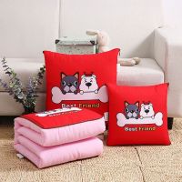 抱枕被子两用卡通夏凉被办公室午休靠枕空调被汽车靠垫靠枕被