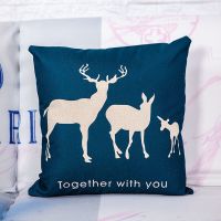 汽车抱枕办公室腰枕北欧火烈鸟麋鹿双面图案客厅个性床头沙发靠垫