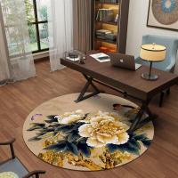 中国风新中式青花瓷地毯圆形古风禅意地毯客厅茶室茶几吊篮椅地毯