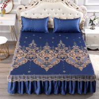 蕾丝床裙冰丝凉席两/三件套1.2m1.8米2.0床可折叠空调凉席子