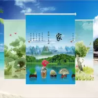 手拉式升降卷帘百叶窗帘遮光成品防水客厅卧室卫生间遮阳免打孔