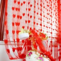 韩式爱心线帘成品门帘粘贴家用免打孔婚房装饰玄关飘窗卫生间窗帘
