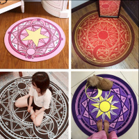 ins少女地毯卡通魔法阵儿童圆形地毯电脑椅垫转椅吊篮垫子