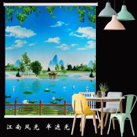2020年新款拉珠卷帘升降风景画家用办公卧室客厅卫生间窗帘防水