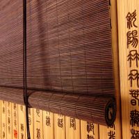 中国风定制档黑细竹子帘竹帘窗帘竹帘卷帘茶楼窗帘成品隔断背景