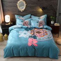 斜纹加厚纯磨毛四件套被套床单单双人被罩三件套春秋床上用品