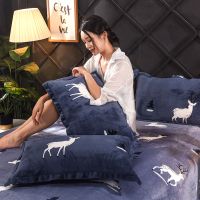 法兰绒枕套一对加绒加厚枕套48*74单人绒枕头套