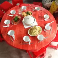 性桌布加厚圆桌结婚圆形家用薄膜透明塑料长方形台布野餐派对