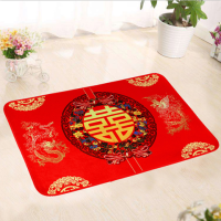 结婚地毯婚房门口布置用品喜庆进门红色囍喜字门垫卧室脚垫子