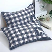 纯棉纱布枕巾一对装加大加厚成人三层纱布枕头巾档情侣卡通枕巾