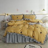 韩版公主风花边床裙斜纹四件套床单被套床上用品