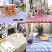 学生格子黑白书桌布棉麻ins宿舍日式寝室电脑桌布网红少女心 布艺