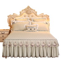 天丝莫代尔绣花床裙席梦思床罩保护套床裙式床套单件防滑床垫床笠