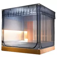 新款蒙古包蚊帐三开门坐床式拉链1.5米1.8m2.0床家用加密加厚纹帐