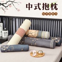 新中式棉麻圆柱抱枕长条枕套样板房中国风沙发办公室客厅亚麻靠垫