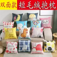 双面短毛绒卡通抱枕儿童可爱公仔动物靠垫套办公室腰枕汽车腰靠枕