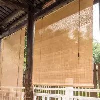 竹帘隔断免打孔窗帘日式门帘卷拉式夏季阳台印花中式遮阳卷帘