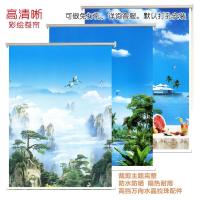 升降半透光卷帘隔热窗帘遮阳山水风景画卧室上下拉链帘半遮光