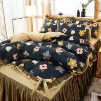 床上四件套可爱少女床单田园碎花被套ins公主蕾丝床裙小清新床品4