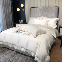 轻奢高端120支匹马棉四件套 简约白色全棉纯棉七星级酒店床上用品