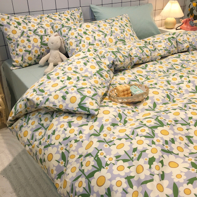 ins风小清新床上四件套全棉纯棉100少女床单被套床笠款被单三件套