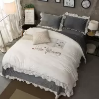 韩式水晶绒床笠三四件套短毛绒珊瑚绒床单被套法兰绒床上用品冬季